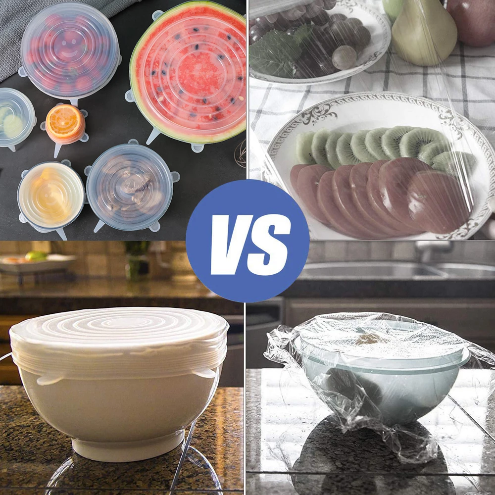 

12pcs Reusable Silicone Food Cover Stretch Lids Elastic Adjustable Bowl Microwave Cover Kitchen Wrap Fresh Keeping Silicone Caps