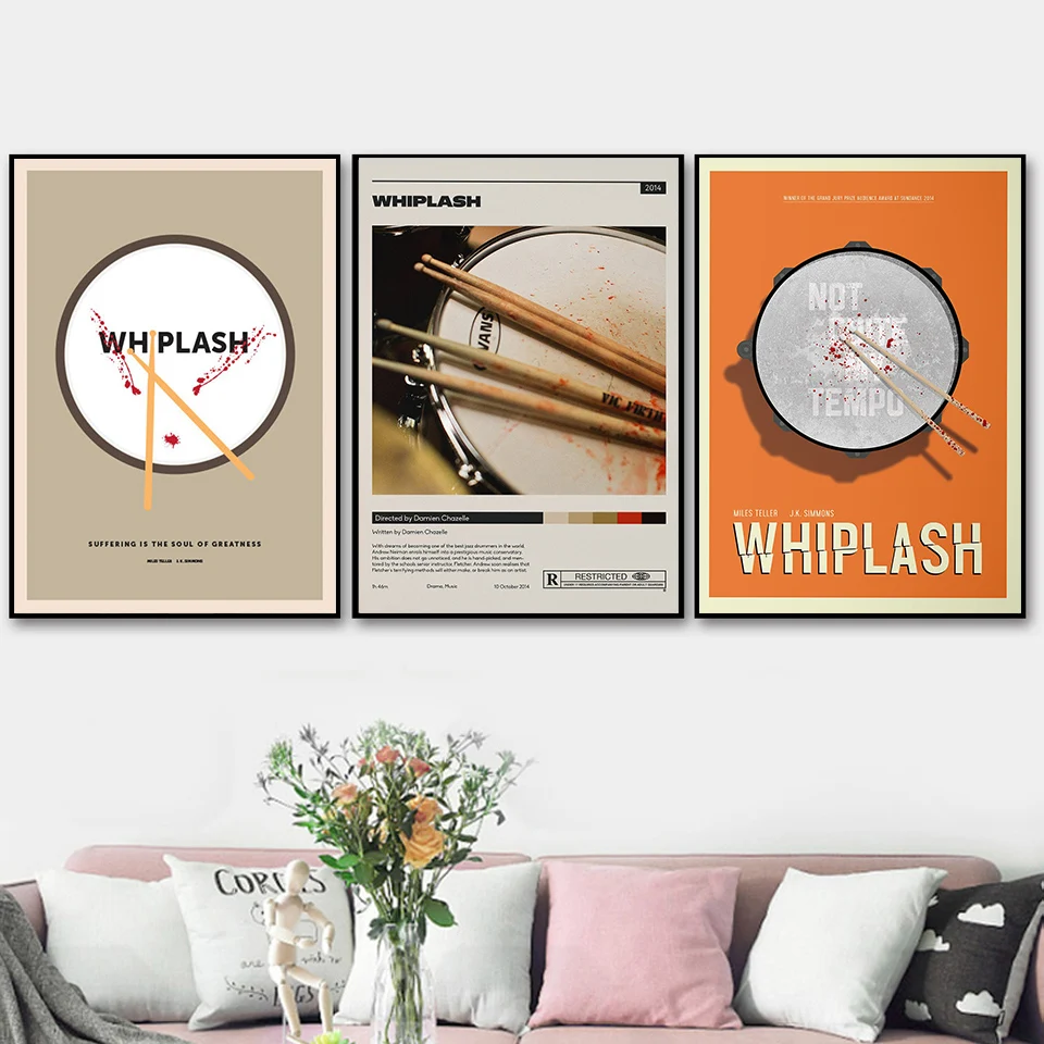 Whiplash Damien Chazelle Майлс Teller JKSimmons фильм постер минималистское полотно настенное искусство картина бар Гостиная Декор
