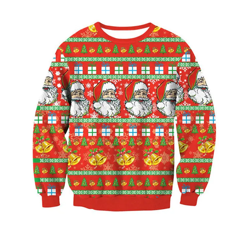 2019 некрасивый Рождественский свитер с принтом Санта-Клауса свободный для мужчин
