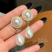 vintage palace pearl hanging earrings for women wedding baroque bohemia fine drop earrings female elegant jewelry gift