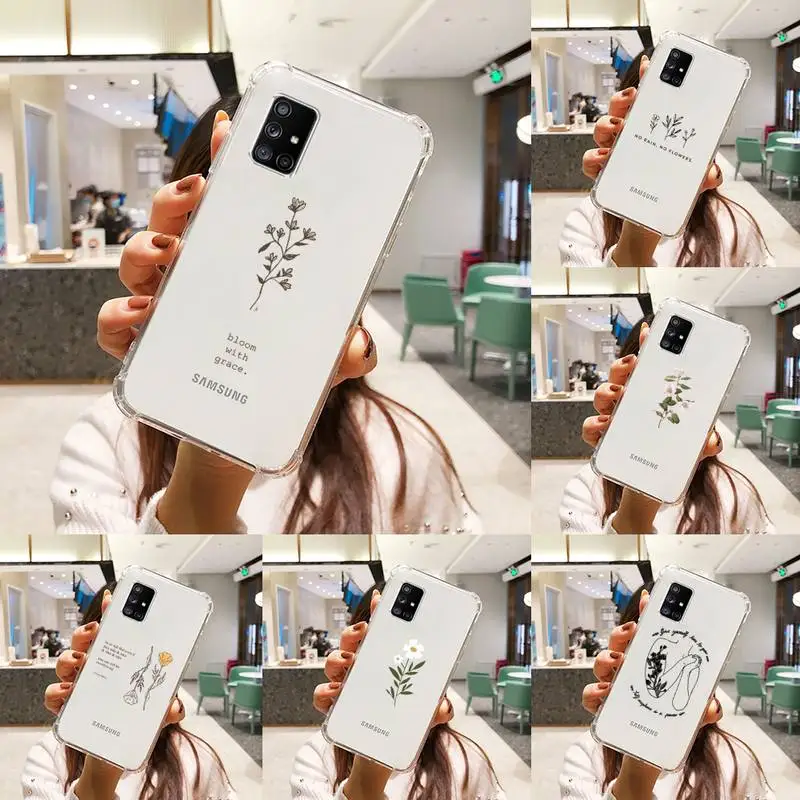 

Great Aesthetic Flower art Phone Case Transparent For Samsung A51 A50 A71 A70 A81 M60S Note S21 S 20 10 9 8 11 E Plus Ultra
