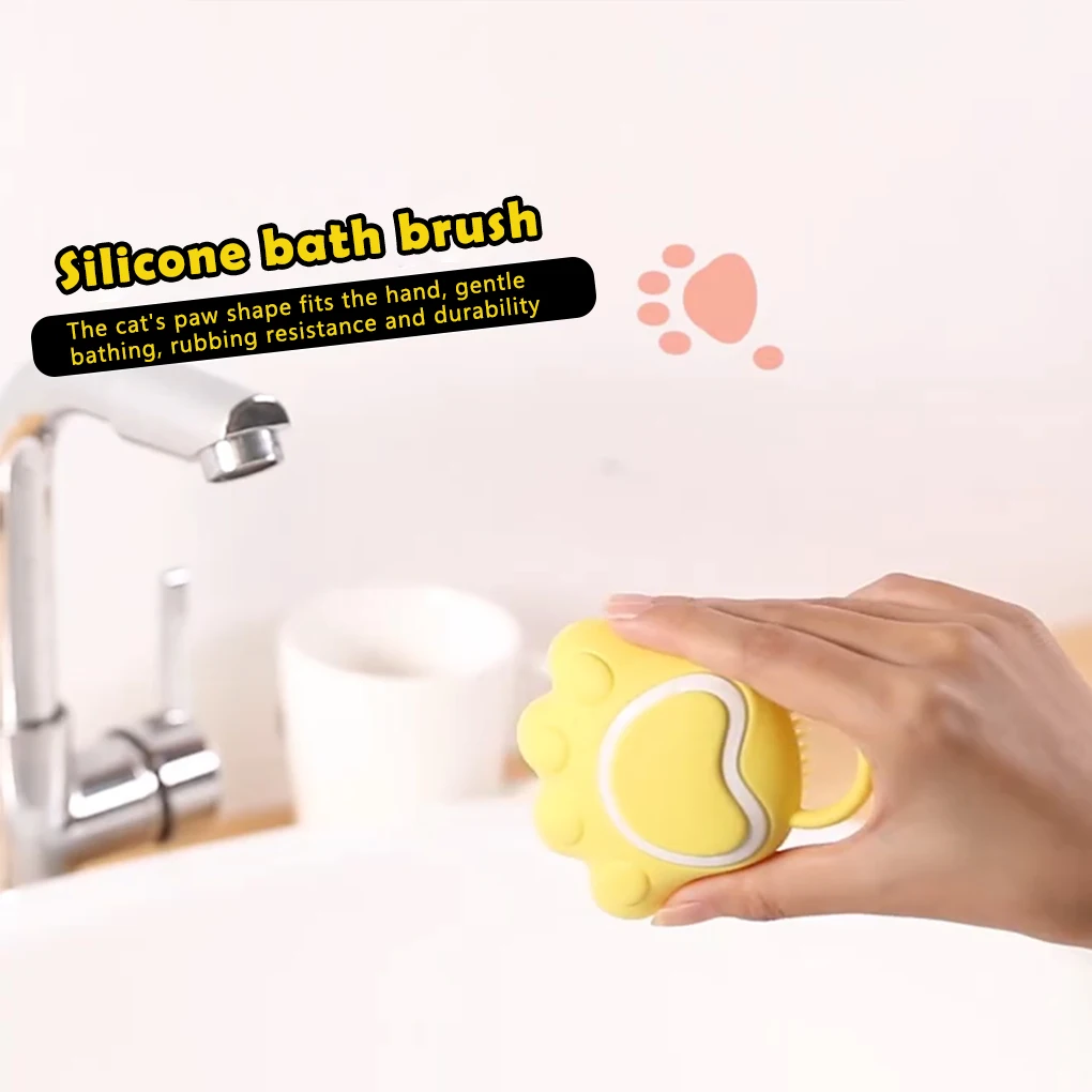 

Cartoon Cat Paw Baby Shower Brush Fast Foaming Silicone Scrubbing Artifact Full Body Massage Spa Brush Bathroom Accessory