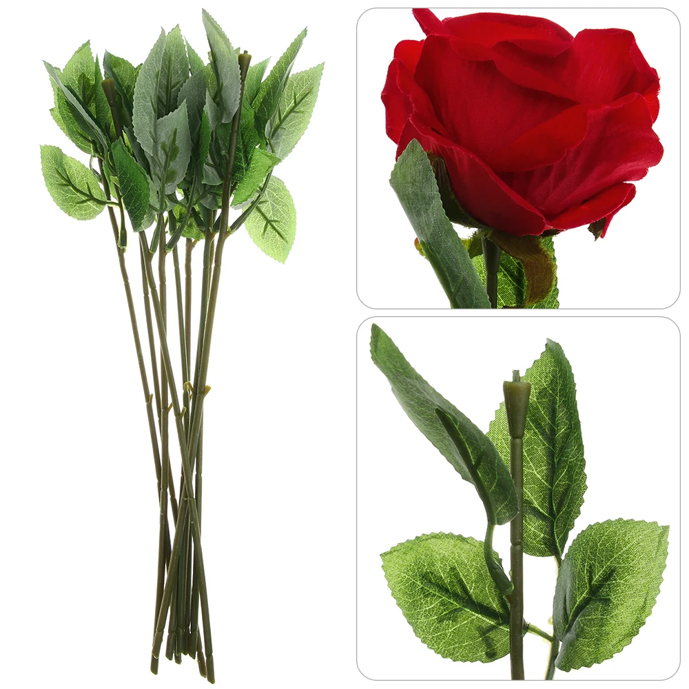 10 шт. 33 см Искусственный цветок из искусственного пластика с листьями свадебное