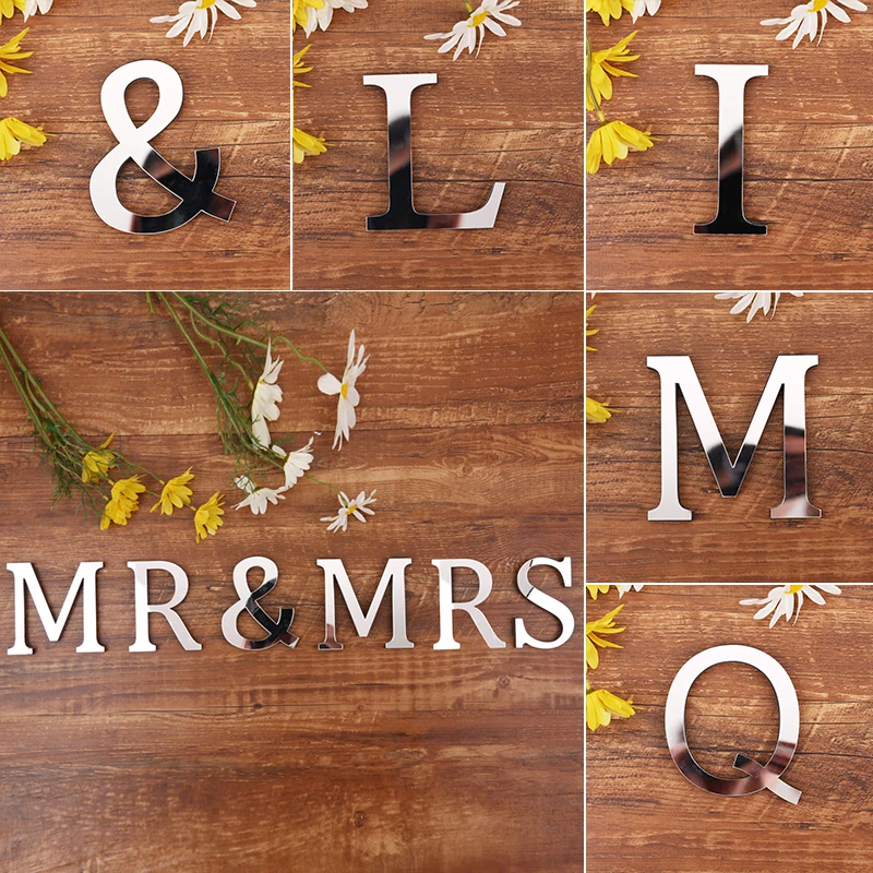

3D English alphabet acrylic mirror wall stickers party holiday diy wall stickers artist home decoration EVA foam mirror