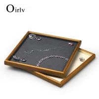 oirlv solid wood flat jewelry tray for ring earrings necklace bracelet watch rectangle board jewelry display stand organizer