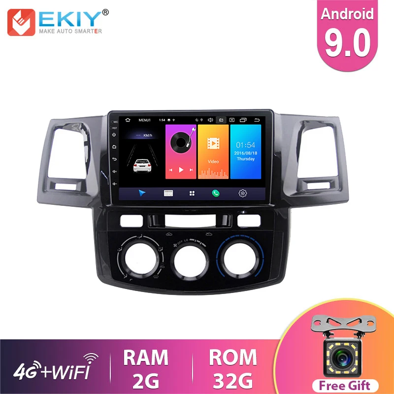 

EKIY 9'' Android 9.0 Car Radio For Toyota Fortuner HILUX Revo Vigo 2008-2013 2014 Stereo GPS Navigation Video Multimedia Player