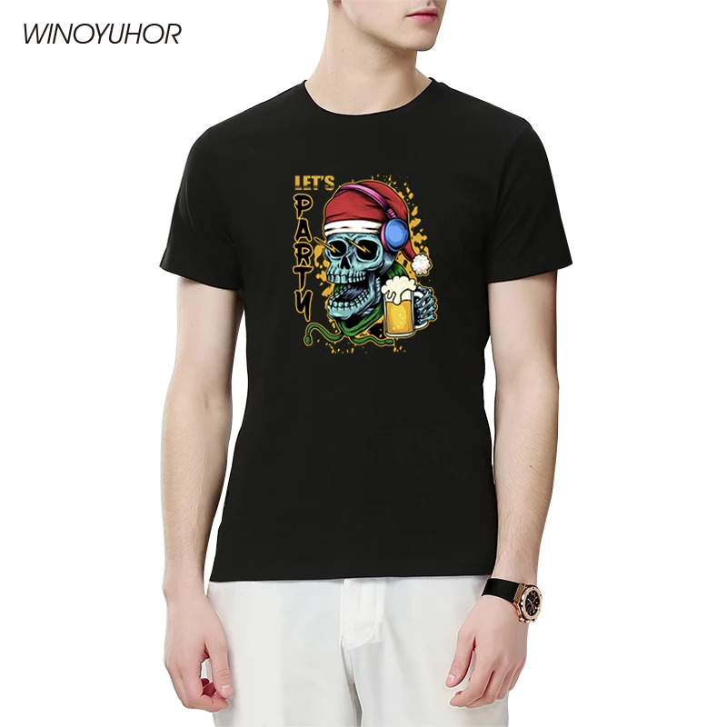

2021 летняя футболка с изображением черепа пива, мужская повседневная модная уличная одежда, забавная Футболка с принтом, крутая футболка для...