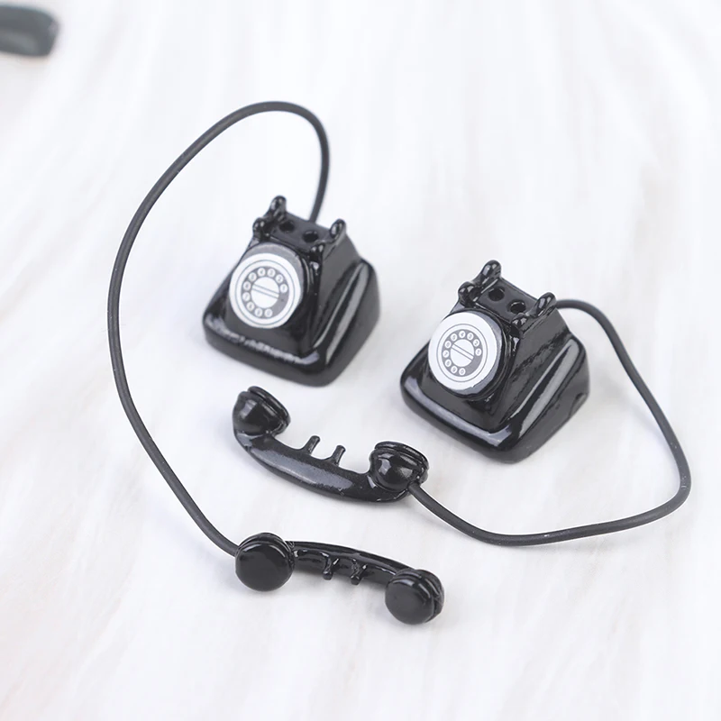 

1 шт. 1:6/1:12 Миниатюрная модель телефона из сплава винтажный Ретро вращающийся телефон аксессуары для украшения кукольного домика