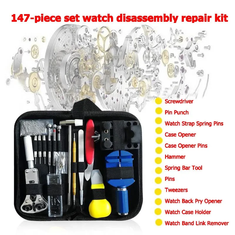 

Remover 147pcs Watch Link Pin Watch Repair tool Kit Case Opener Spring Bar Remover Horlogemaker Gereedschap Repair WatchTool Kit
