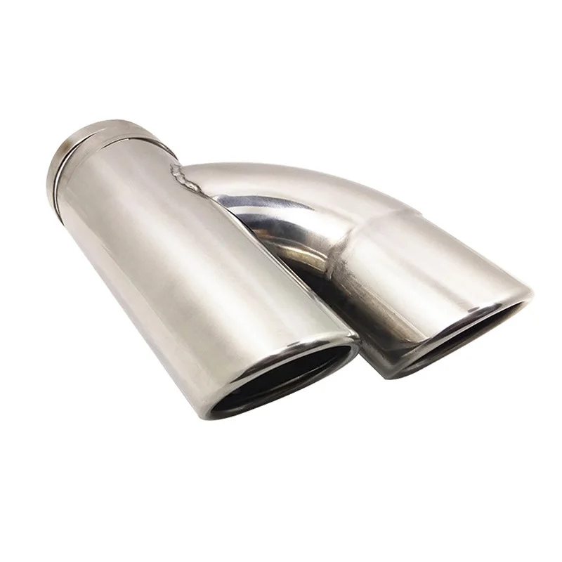 60 мм 1–2 двойные выхлопные трубы, хромированный автомобильный глушитель, наконечник трубы для Skoda Octavia Volkswagen Lavida, задняя хвостовая горловина