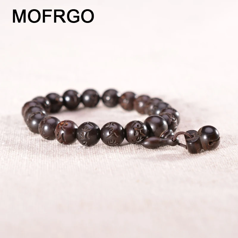 Буддистские четки браслет из деревянных бусин Ом Мани Падме Хум Мантра