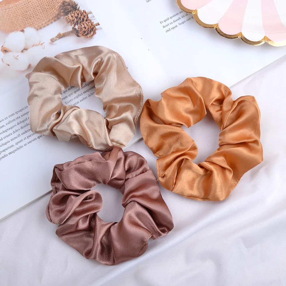 

3.9 inch Women Silk Scrunchie Elastic Handmade Multicolor Hair Band Ponytail Holder Headband Hair Accessories