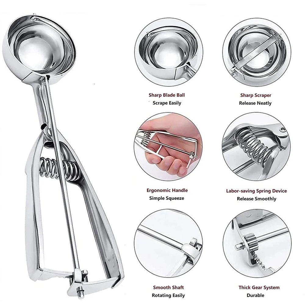 Ice Cream Scoops Stainless Steel Cookie Scoop 4cm 5cm 6cm Baking Biscuit Fruits Potato Watermelon Ball Kitchen Accessories |