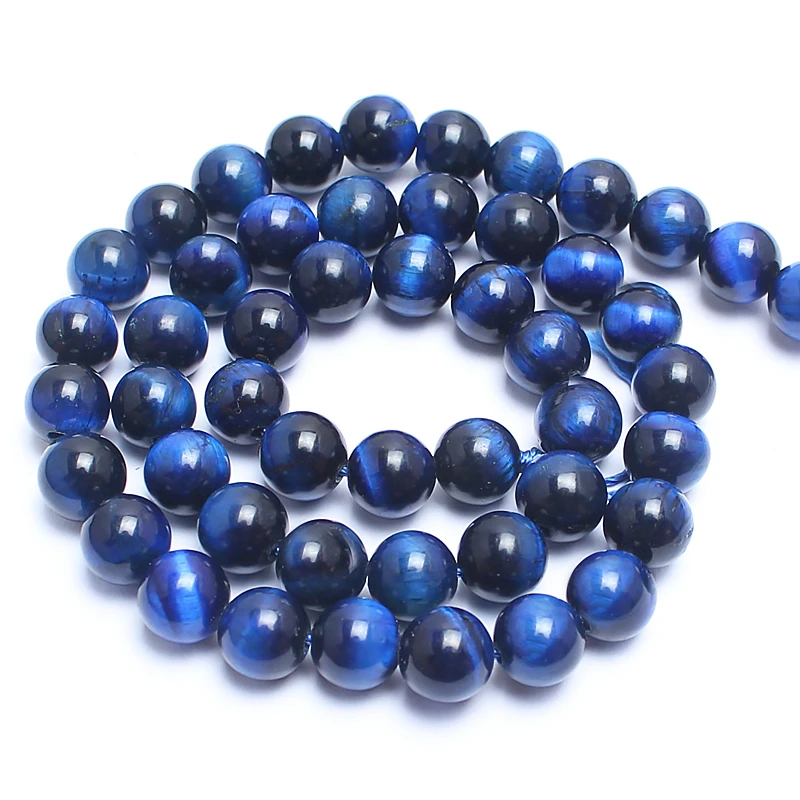 Blue Tiger Eye Натуральный круглый тигровый глаз Амазонит гранат Агаты ангелит кварц Лава бусины для самостоятельного изготовления ювелирных изделий браслет аксессуары 15'' - Цвет: Blue Tiger Eye