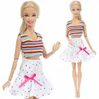 Модное Кукольное платье для куклы Барби, радужные топы, рубашка, фиолетовая юбка, волнистый бант, сексуальная одежда, детские игрушки, аксессуары, 12 дюймов