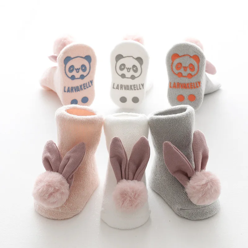 

6pair/lot Baby Socks Shoes Girl Winter Warm Cute Rabbit Ear Toddler Prewalkers Soft Anti-slip Infant Newborn Crib Crawl Shoes