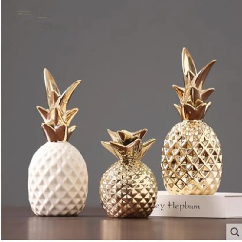 

Керамические поделки в американском стиле с золотым ананасом, современные украшения для дома, гостиной, офиса, обеденного стола, реквизит, д...