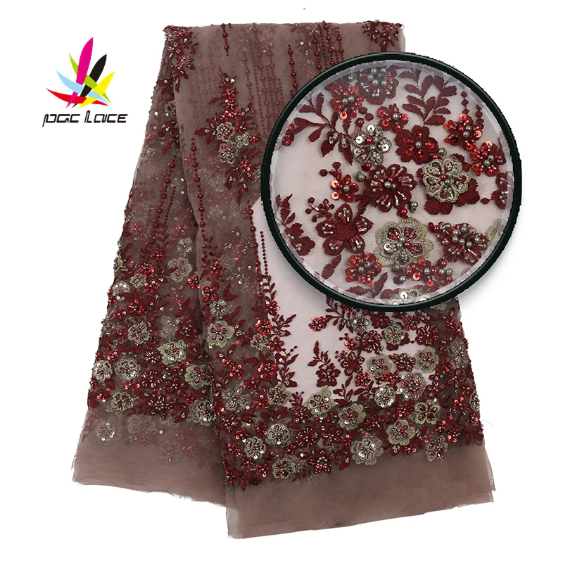 High quality French Handmade Beads Laces Fabrics 2020 Nigerian Popular Tulle Lace Fabric For Bridal Wedding Dress | Дом и сад