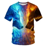 summer mens 3d fashion solid color t shirt oversized t shirt comfortable lint free and breathable wolf pattern