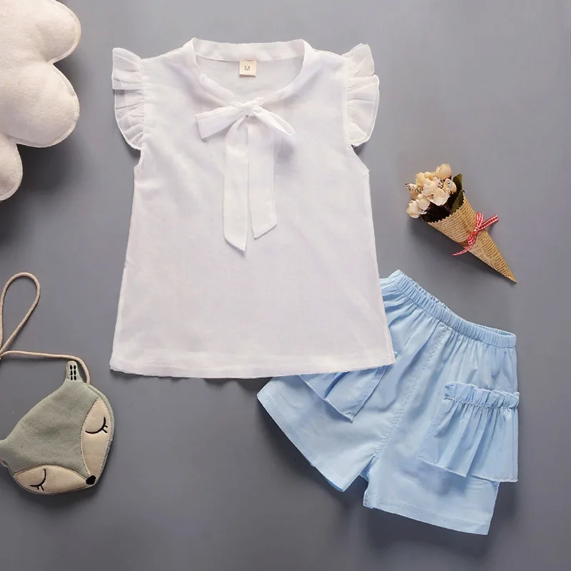 Комплекты летней одежды для маленьких девочек 2020 г. Новые модные повседневные