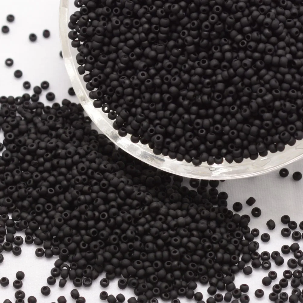 

1 Pound 6/0 8/0 12/0 15/0 Opaque Frosted Glass Seed Beads Grade A Black for jewelry making Accessories Wholesale