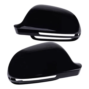Крышка зеркала заднего вида 8F0857528B, 1 пара, черная, блестящая, подходит для AUDI A3, A4, B8, A5, A6, A8, S8, Q3, без боковой помощи