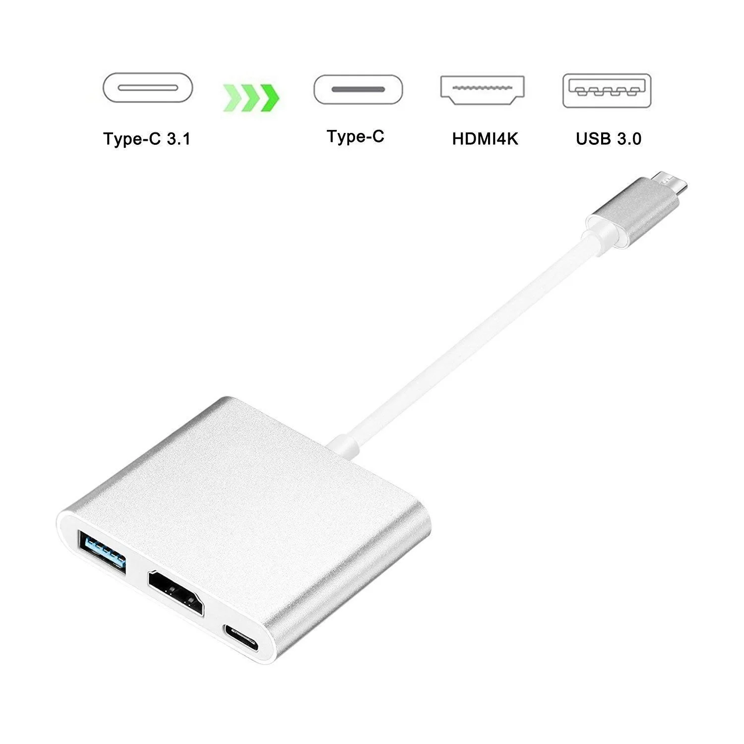 Кабель-преобразователь 1080P USB C-HDMI-совместимый 3-в-1 для Huawei Usb 3. 0 Thunderbolt 3 Type-C