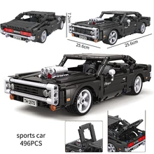 MOC Classic Car City Pull Back Sports White Car Building Block Model High-Tech Speed Roadster Kid Assembled DIY Brick Toy