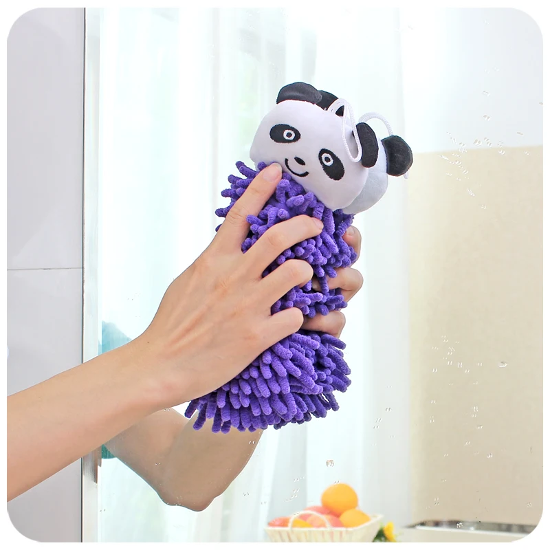 Bathroom Chenille Hand Towel Cartoon Cute Children Towels Kitchen Absorbent Dishcloth With Lanyard Convenient Accesories | Дом и сад