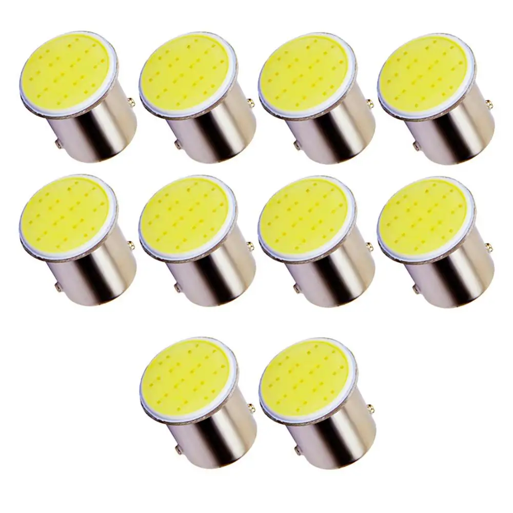 10 шт. белый светодиод 1156 BA15S P21W автомобильный лампа COB 12 SMD В лампы напряжения для