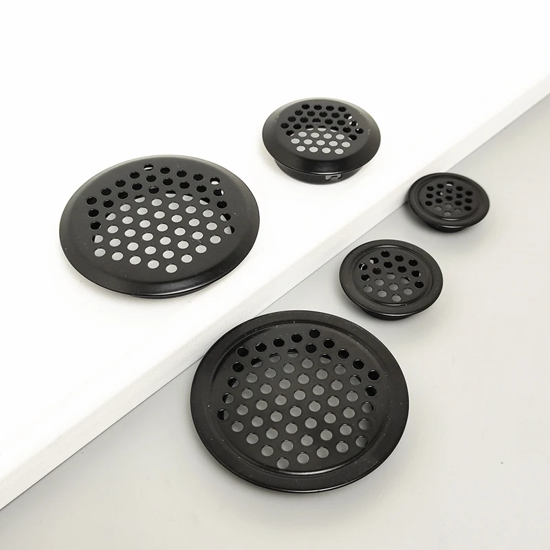 

10pcs Dia.19mm-35mm Steel Louver Mesh Vent Louver Ventilation Cover Stainless Steel Mesh Hole Black Vntilation Systems