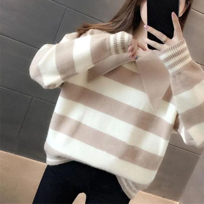 

New Sweater Women Knitted Sweet Thick Warm Korean Women's Sweater Girl Jumper Knit Sweater Sexy Basic Sweaters Women Female Tops