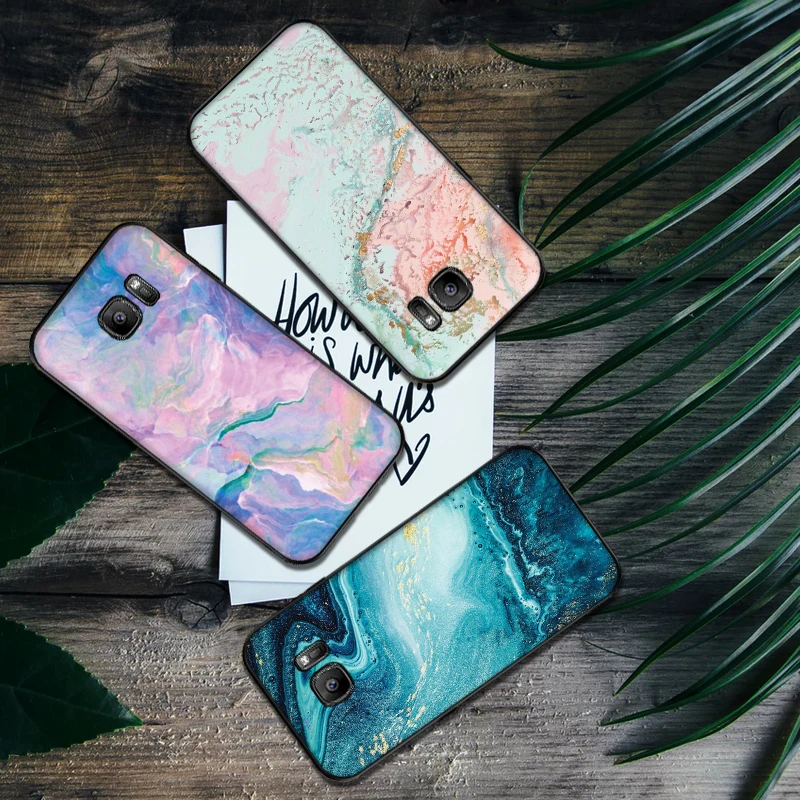 Жесткий и Красивый Мраморный из мягкого силикона с узором чехол для телефона Samsung