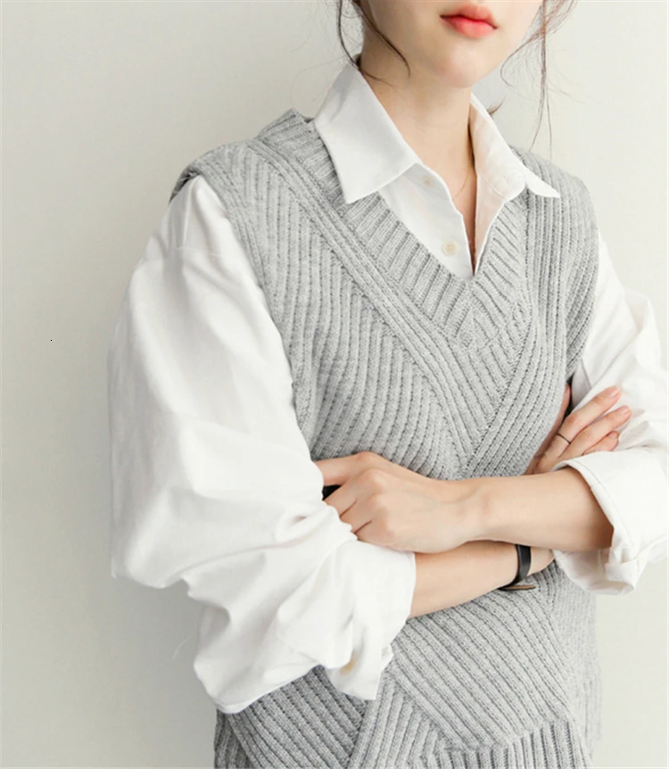 Свитер жилет женский 2019 новая осенняя и зимняя Корейская версия набора диких