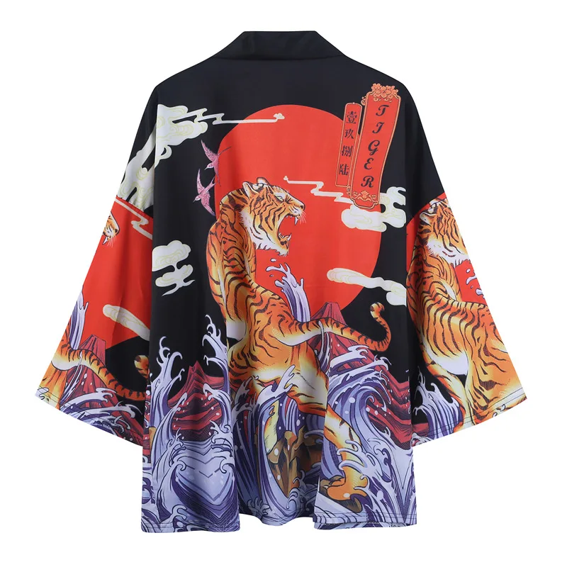 

Kimono Traditional Men Women Loose Coat Seven-quarter Sleeve Caidigan Printing Crane Sunscreen Japan Clothes Yukata Kimono New