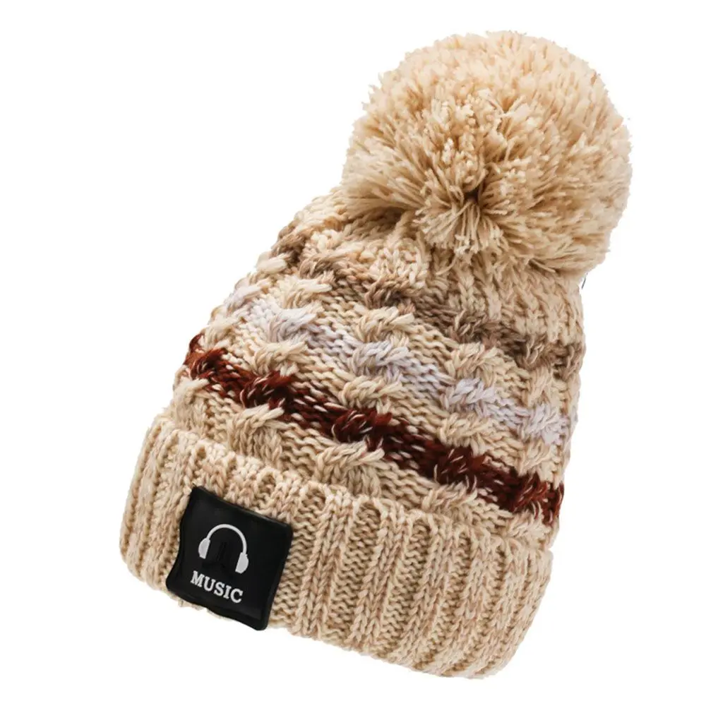 

1PC Fashion Autumn Winter Knitted Hat Women Men Skullies Beanies Striped Hat High Quality Plush Windproof Thick Warm Winter Cap