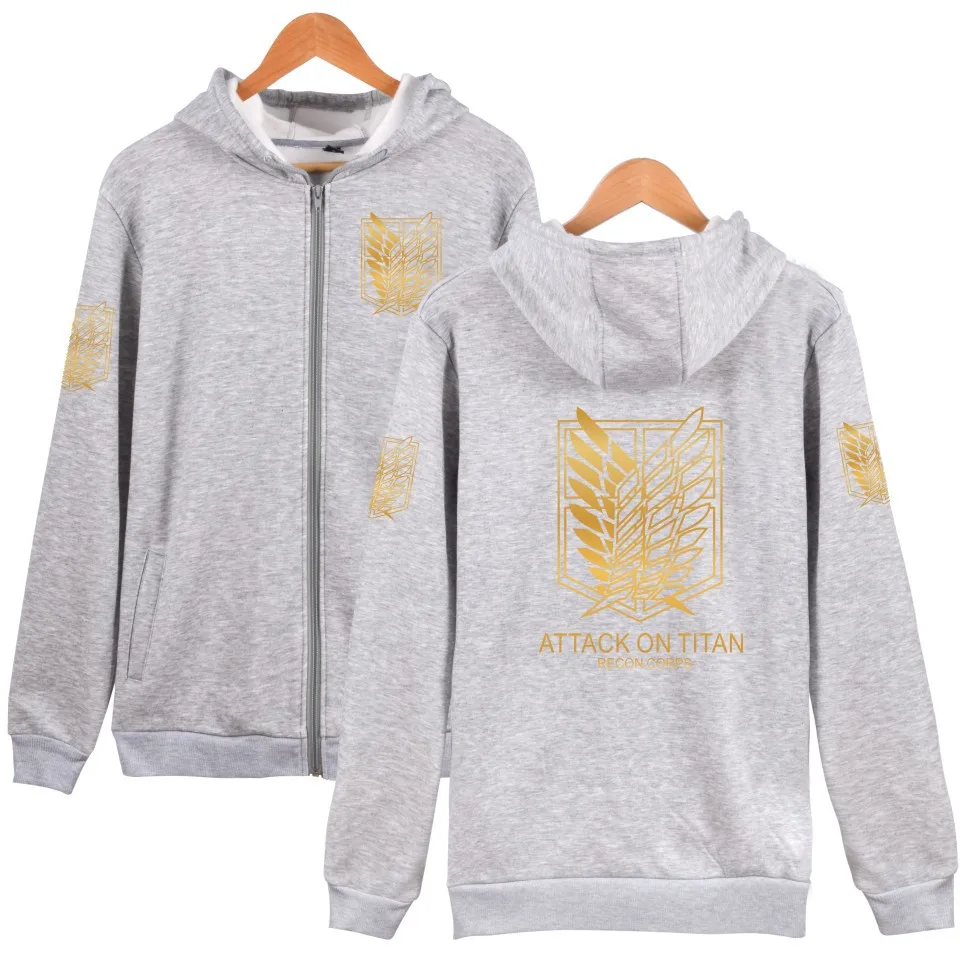 

Мужская/Женская толстовка на молнии Attack on Titan, толстовка с капюшоном, костюмы для косплея аниме, хлопковое пальто с логотипом Shingeki no Kyojin