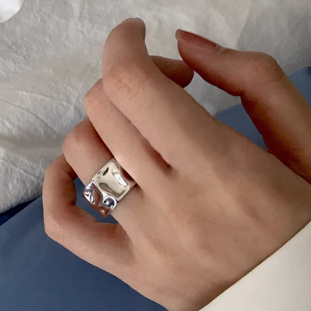 

Trendy Gold Silver Color Couple Irregular Geometric Ring Engagement Party Rings for Women Handmade Jewelry Anniversary Gifts