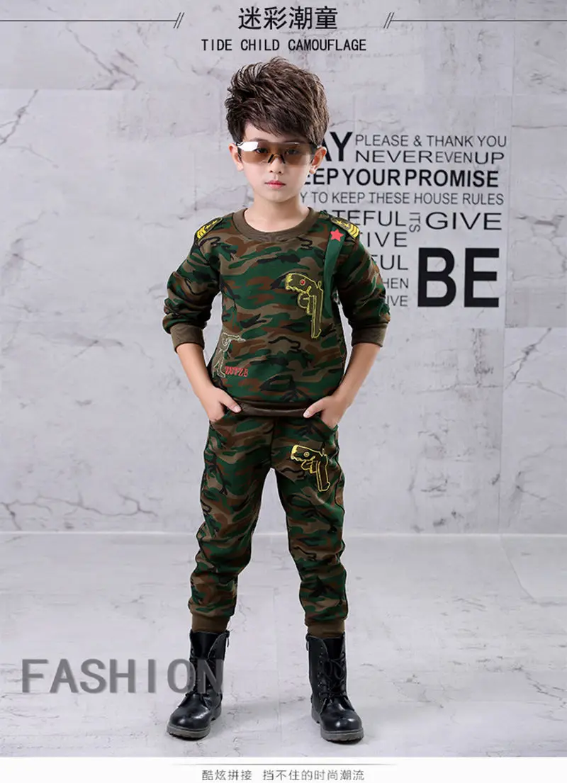 Детская одежда для маленьких девочек модная камуфляжная футболка топы и штаны