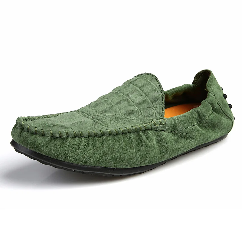 Green BomKinta/Разноцветные Повседневные туфли; мужские лоферы без застежки; мужские мокасины; цвет хаки, желтый; обувь для вождения; дышащая удобная обувь на плоской подошве - Color: Green