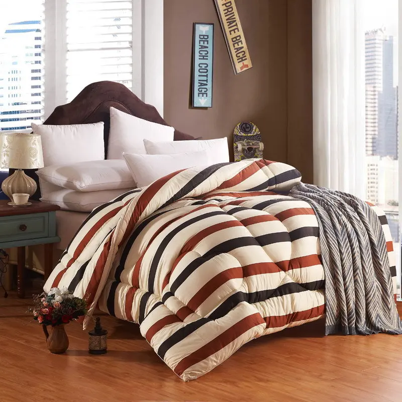 

White Goose Down Quilt solid color sanding comforter thick en winter bedding warm quality quilt autumn blanket with filling