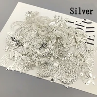 30pcs random mixed shape filigree wraps connectors metal crafts gift hair jewelry accessories ancient decorative findings