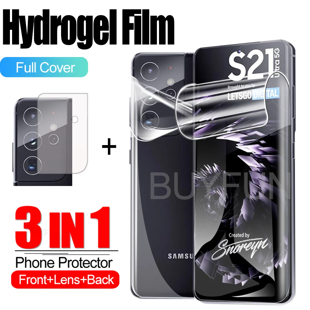 

3IN1 Hydrogel Film For Samsung Galaxy S21 Screen Protector+Back cover+Camera Lens Film On For Samsung S21 plus