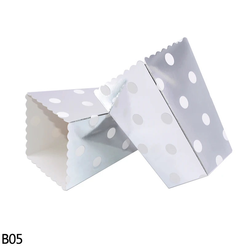 B05 silver dot 6/12 шт цвета: золотистый, серебристый горошек в волнистую полоску Бумага ведро для попкорна попкорн конфеты/закусок сумка рождественское платье на свадьбу для детей, День рождения украшения - Цвет: B05 silver dot