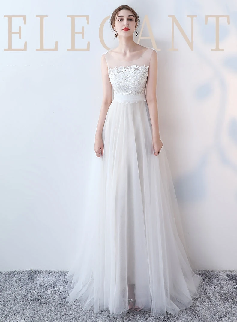 

Новинка 2020, модные простые свадебные платья, кружевные Элегантные женские платья с иллюзией и воротником, летние свадебные платья в стиле б...