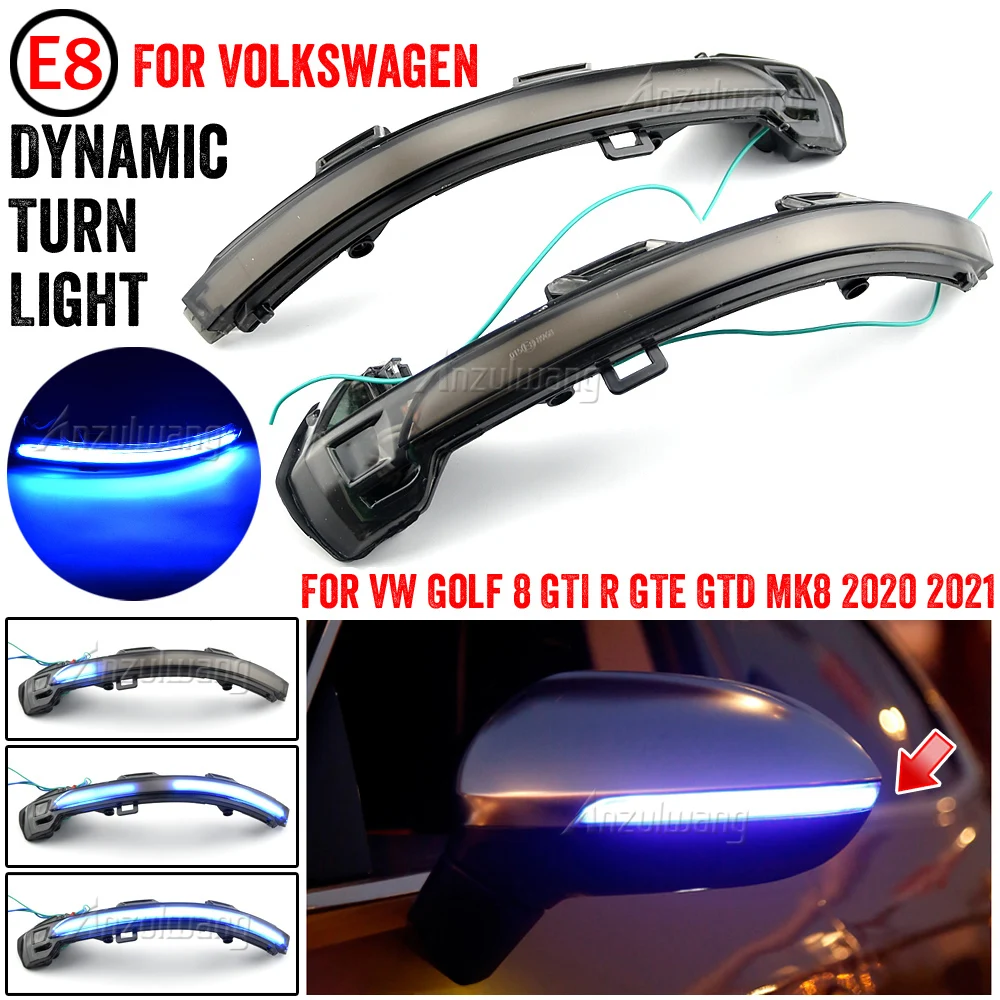 

Black For VW Golf 8 GTI R GTE GTD MK8 2020 2021 Car Side Wing Mirror Indicator LED Dynamic Turn Signal Light Blinker Lamp