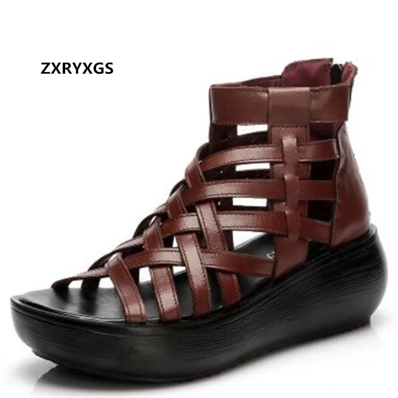 

Hot Promotion Summer Women's Sandals Roman Shoes New 2021 Light Platform Wedges Heighten Sandals Summer Genuine Leather Sandals