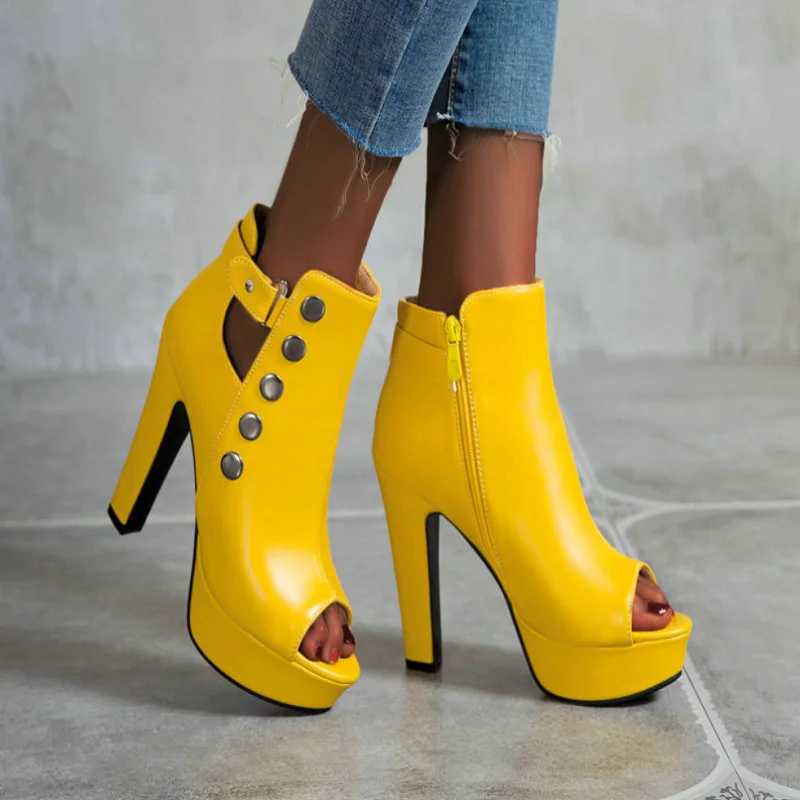 

Women's Sandals And Boots Summer New Style Female Fish Mouth Thick High-Heel Waterproof Platform Side Zipper Large Size43Banquet