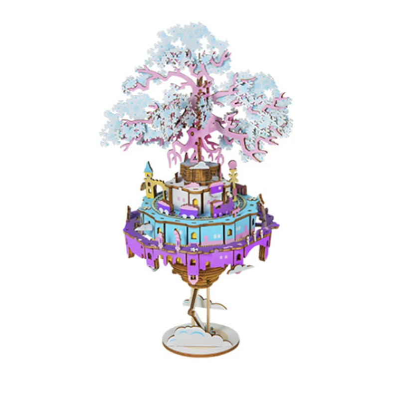 

Puzzle toys, beautiful music box, 3D wooden block puzzle, sky city, Tangram creative handicraft