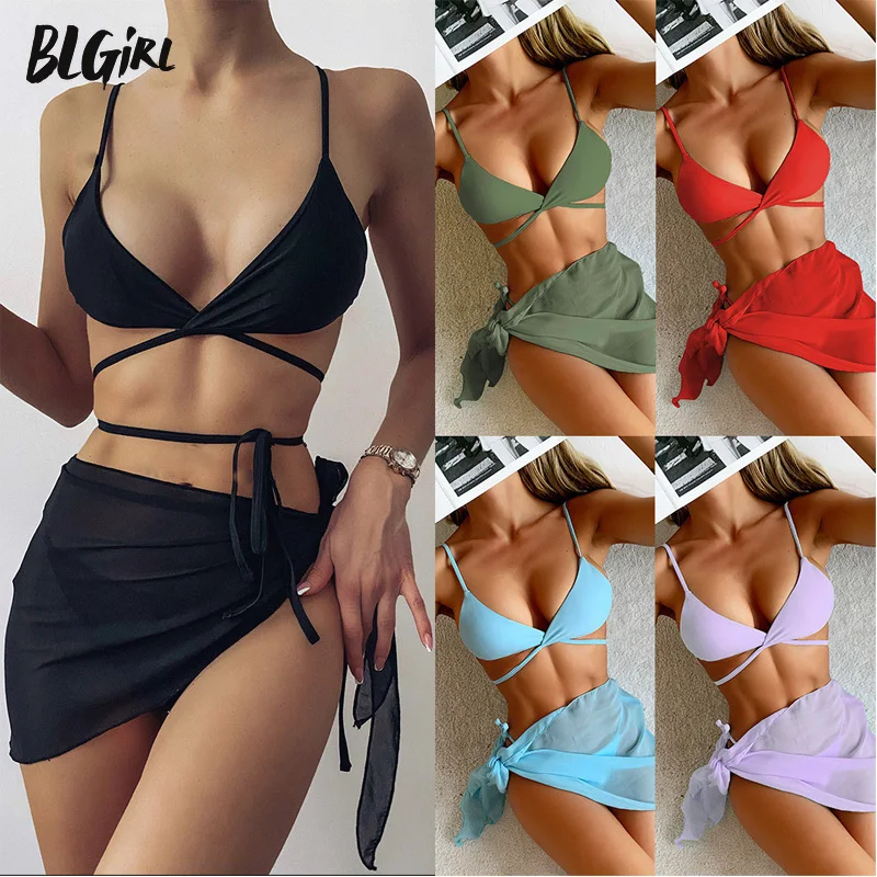 

BLG купальники из 3 частей, роскошные трикини, купальные костюмы, женские бразильские бикини 2021, купальник для плавания, купальник-бандо, поло...